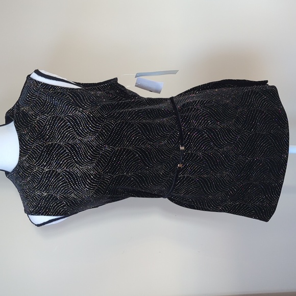 NWT Vtg. Connected Apparel Embellished Formal Tunic Top 14 Black Gold Sparkly - Picture 1 of 16